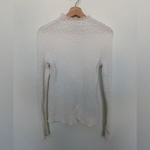 Jason Wu Edit by Jason Wu Mock Neck Textured Long Sleeve White Shirt Small